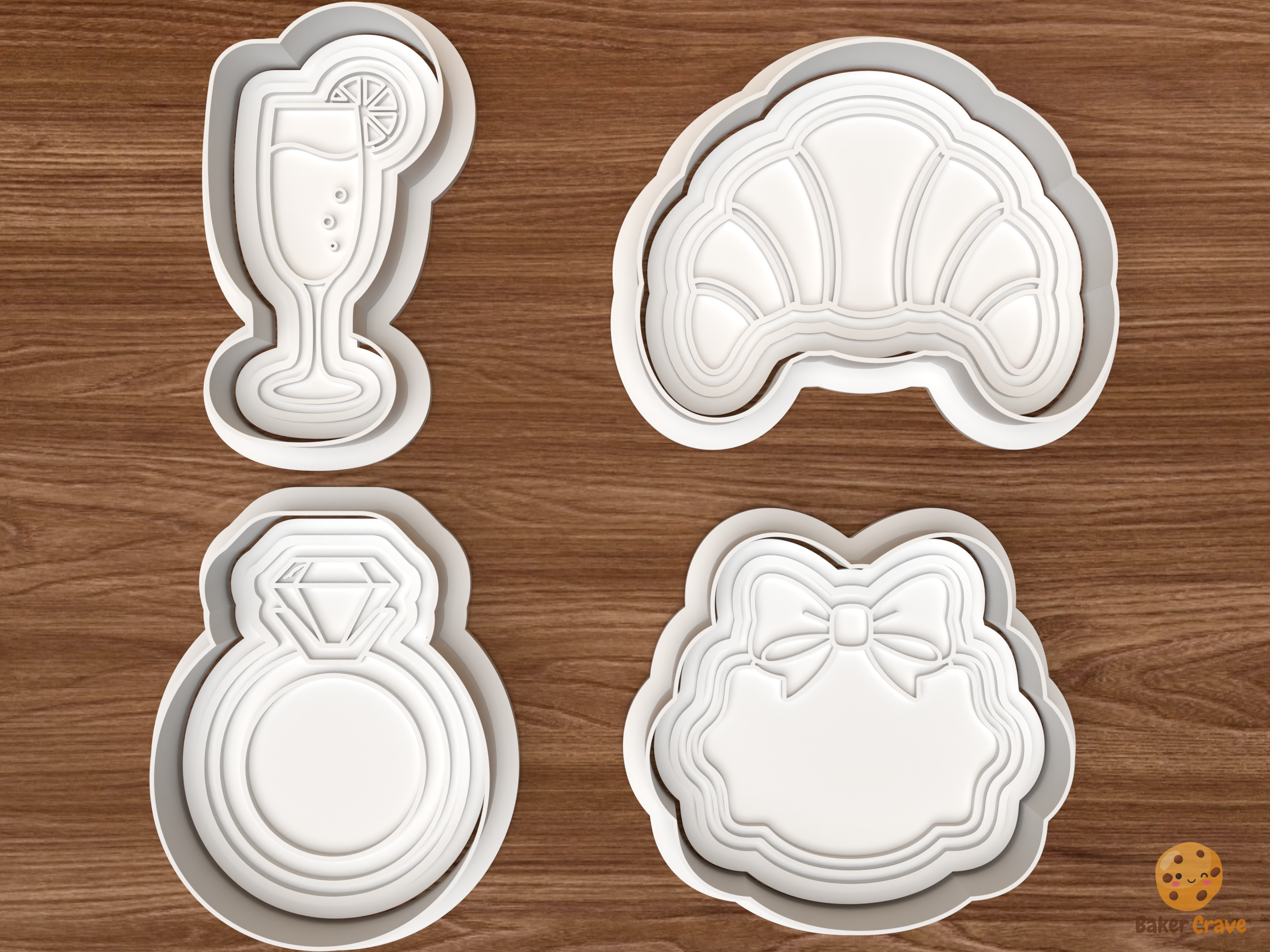 Bridal Brunch Cookie Cutter Set STL File - 01 set main