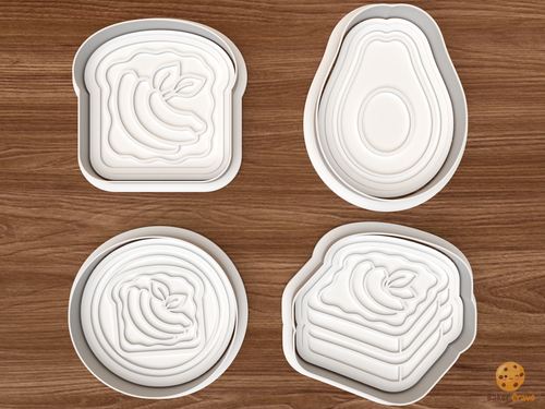Avocado Toast Brunch Cookie Cutter Set STL File - 01 set main