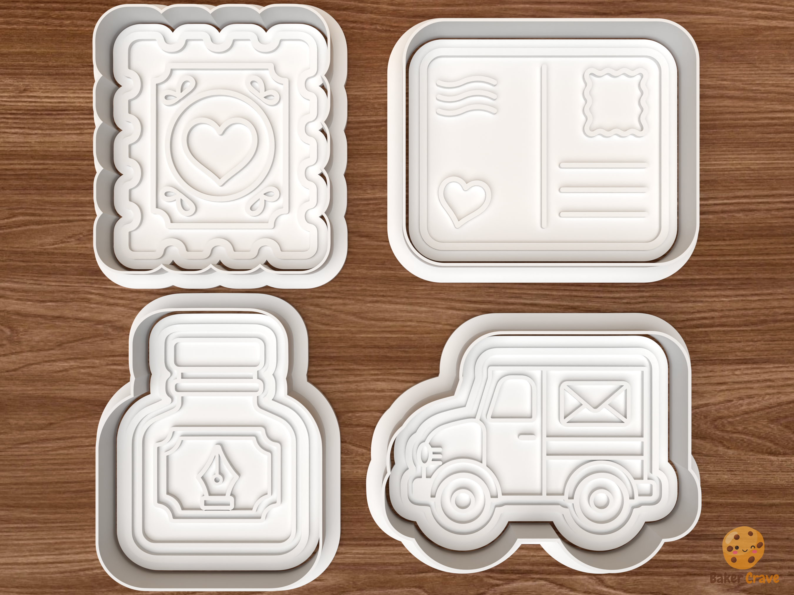 Valentine Mail Cookie Cutter Set STL File - 01 set main