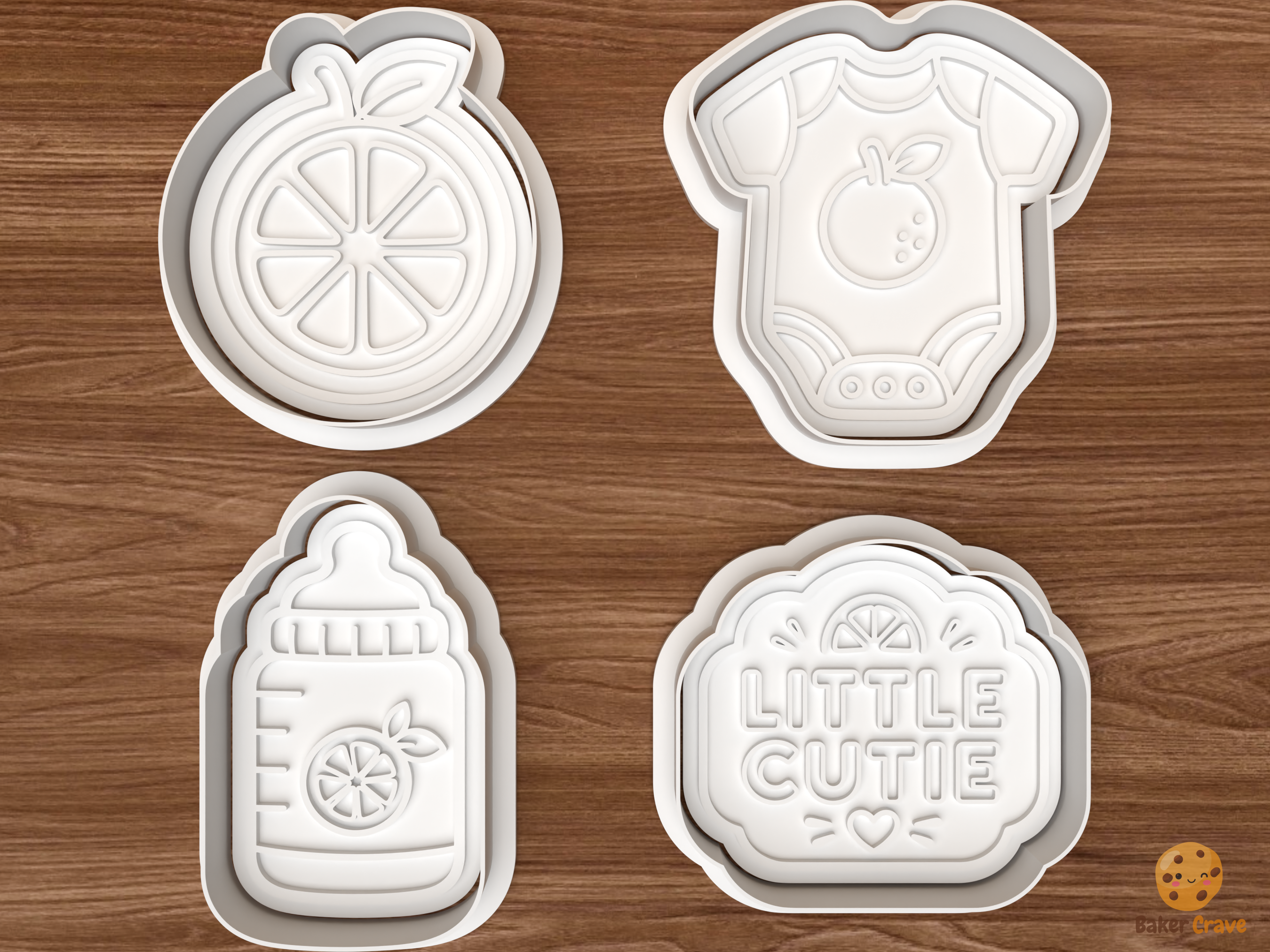 Little Cutie Baby Shower Cookie Cutter Set STL File - 01 set main