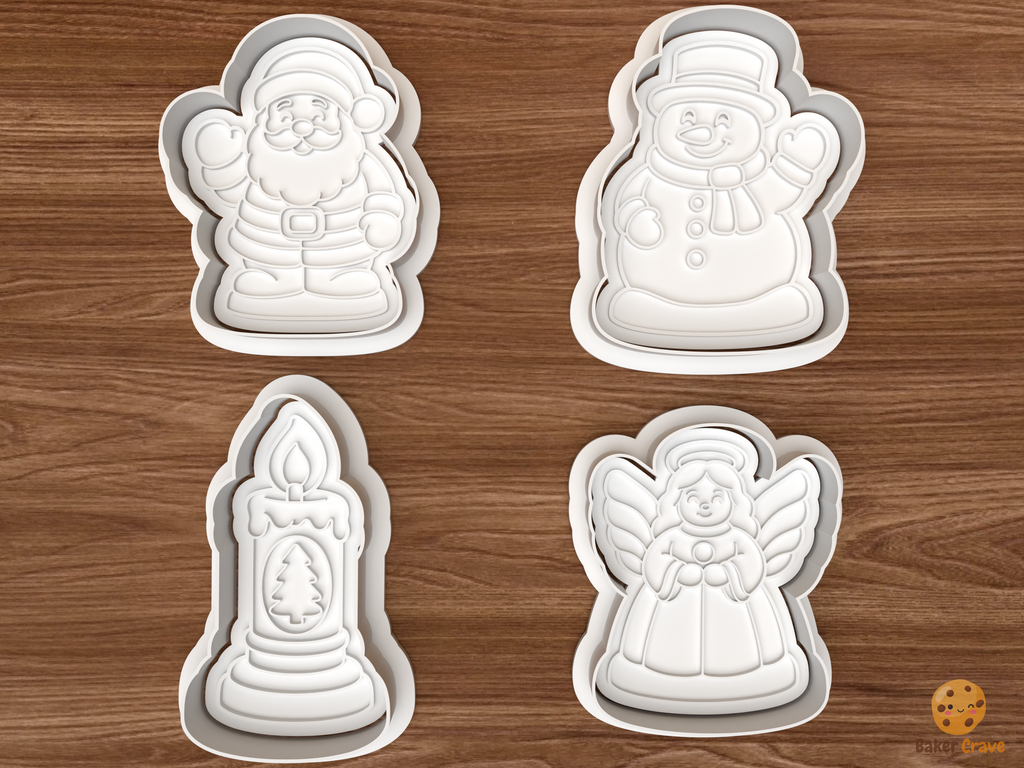 Vintage Blow Mold Christmas Yard Cookie Cutter Set STL File - 01 set main