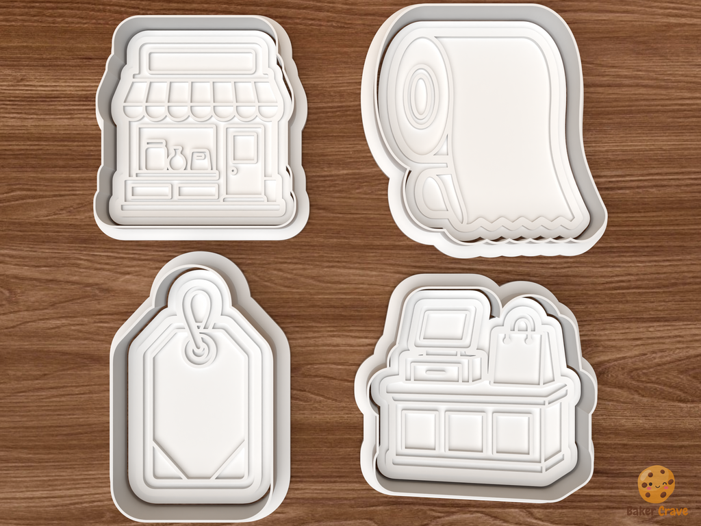 Small Shop Owner Cookie Cutter Set STL File - 01 set main