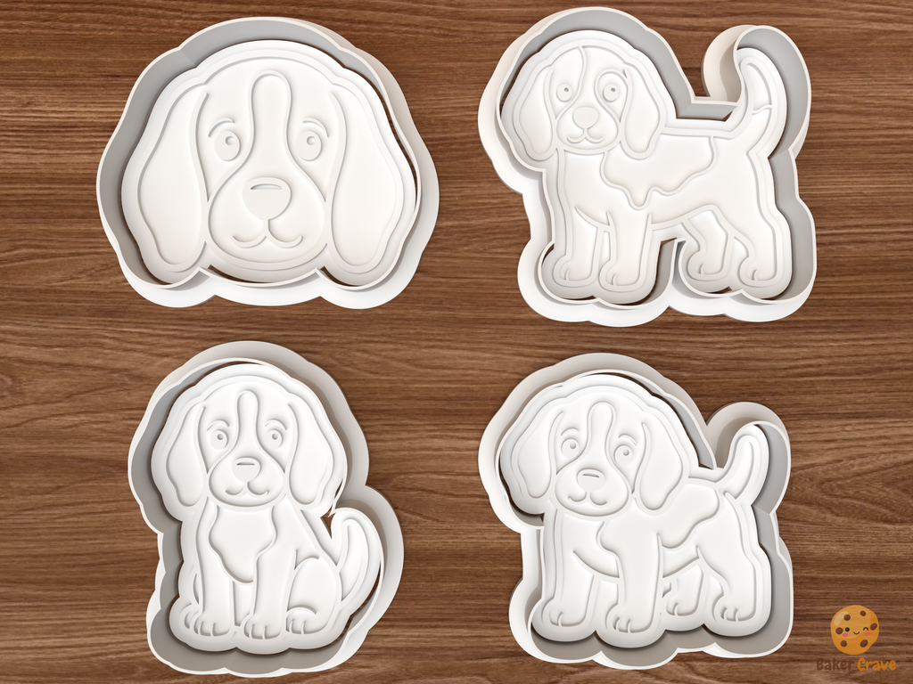 Beagle Dog Cookie Cutter Set STL File - 01 set main