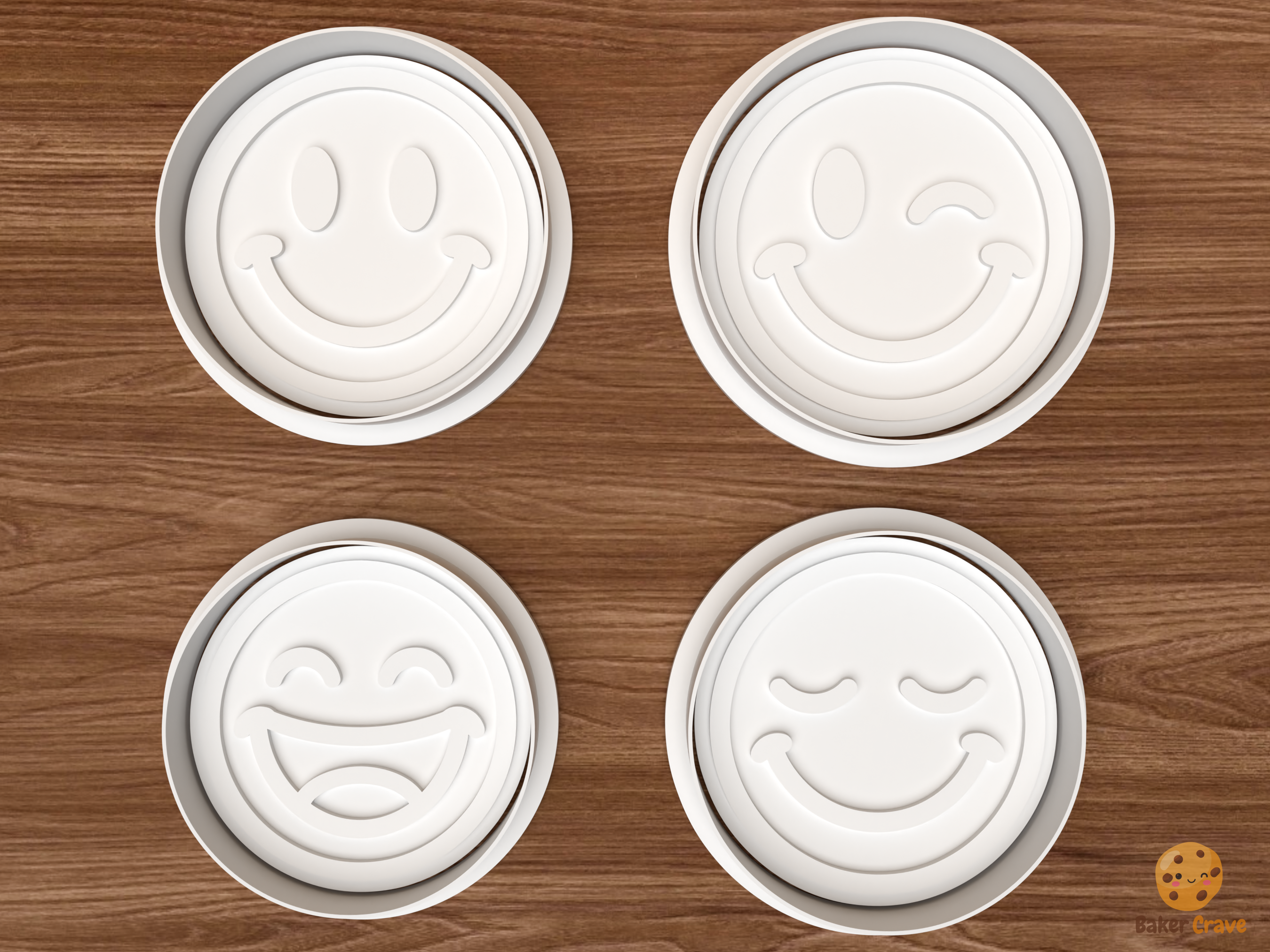 Smiley Face Cookie Cutter Set STL File - 01 set main