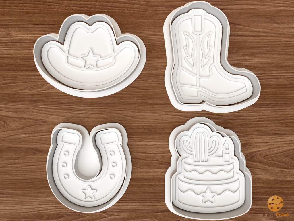 Western Birthday Cookie Cutter Set STL File - 01 set main