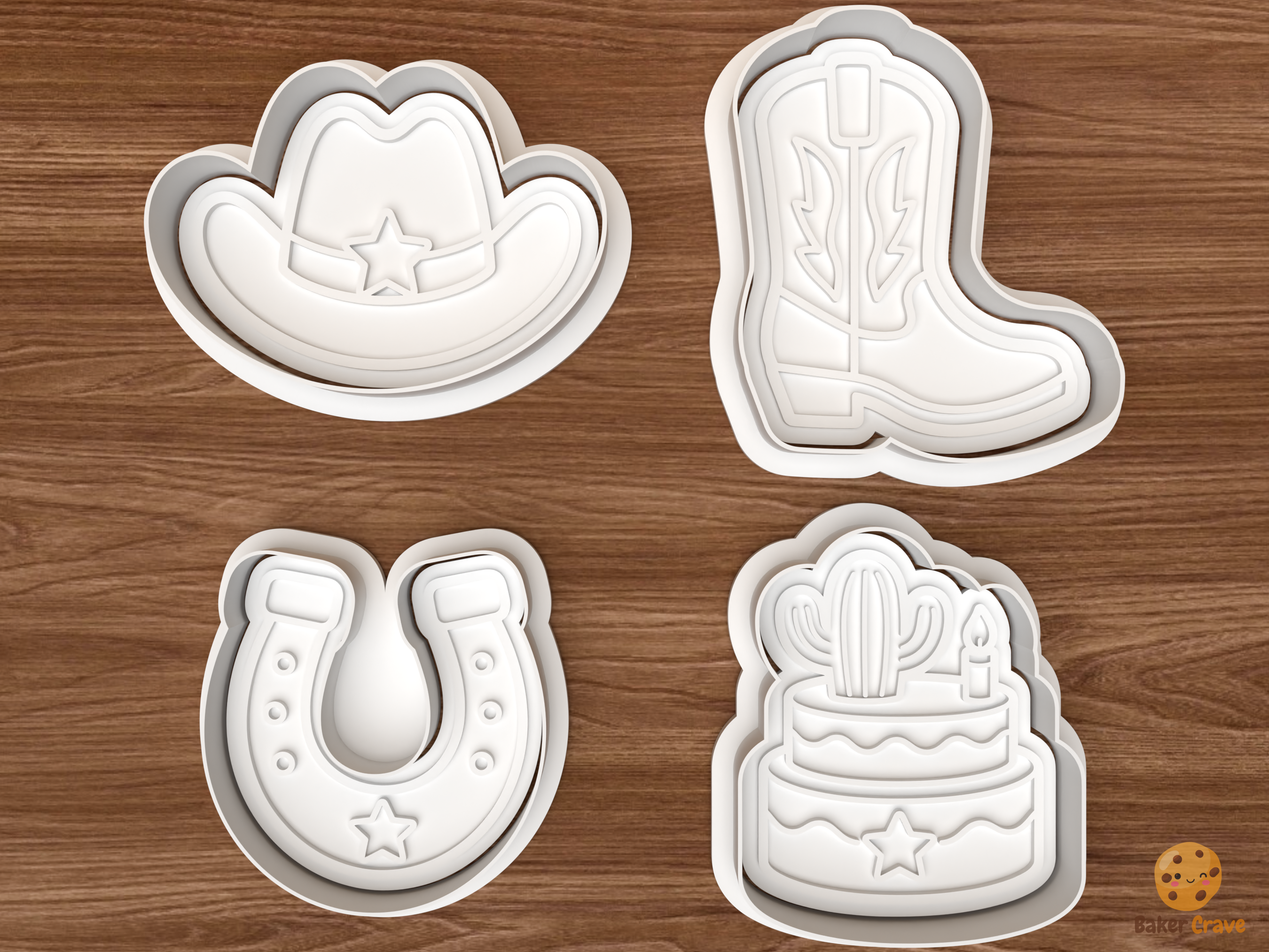 Western Birthday Cookie Cutter Set STL File - 01 set main