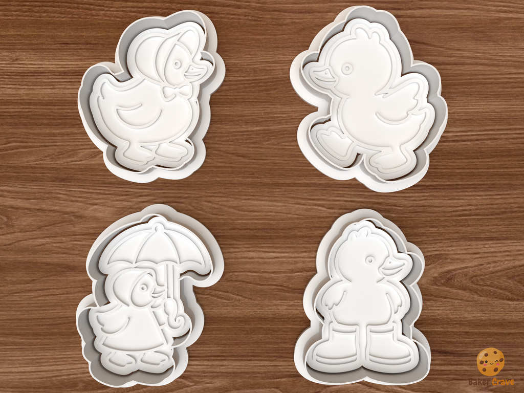 Mama Duck and Duckling Cookie Cutter Set STL File