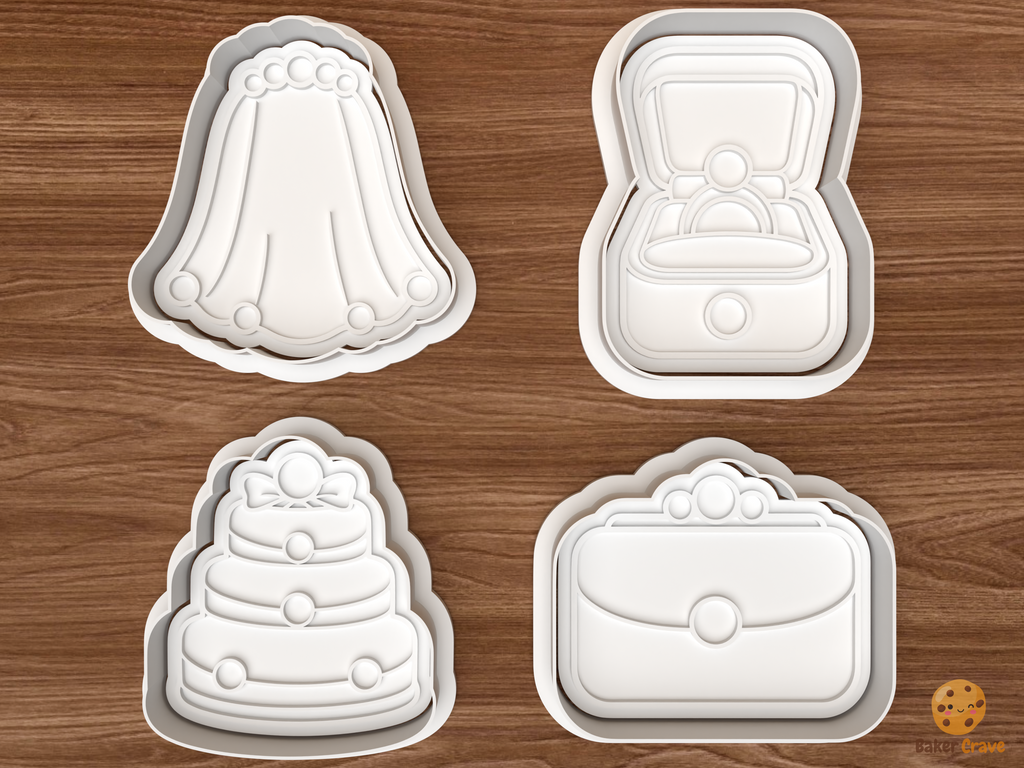 Pearl Bridal Cookie Cutter Set STL File - 01 set main