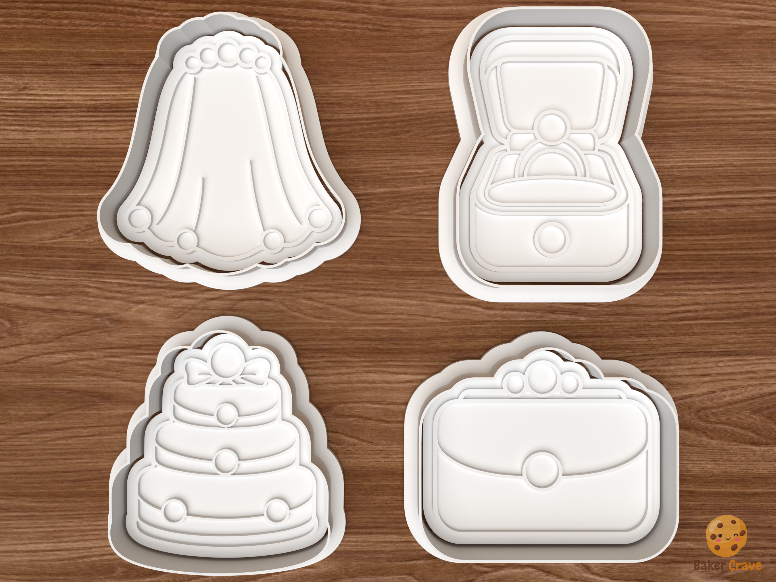Pearl Bridal Cookie Cutter Set STL File - 01 set main