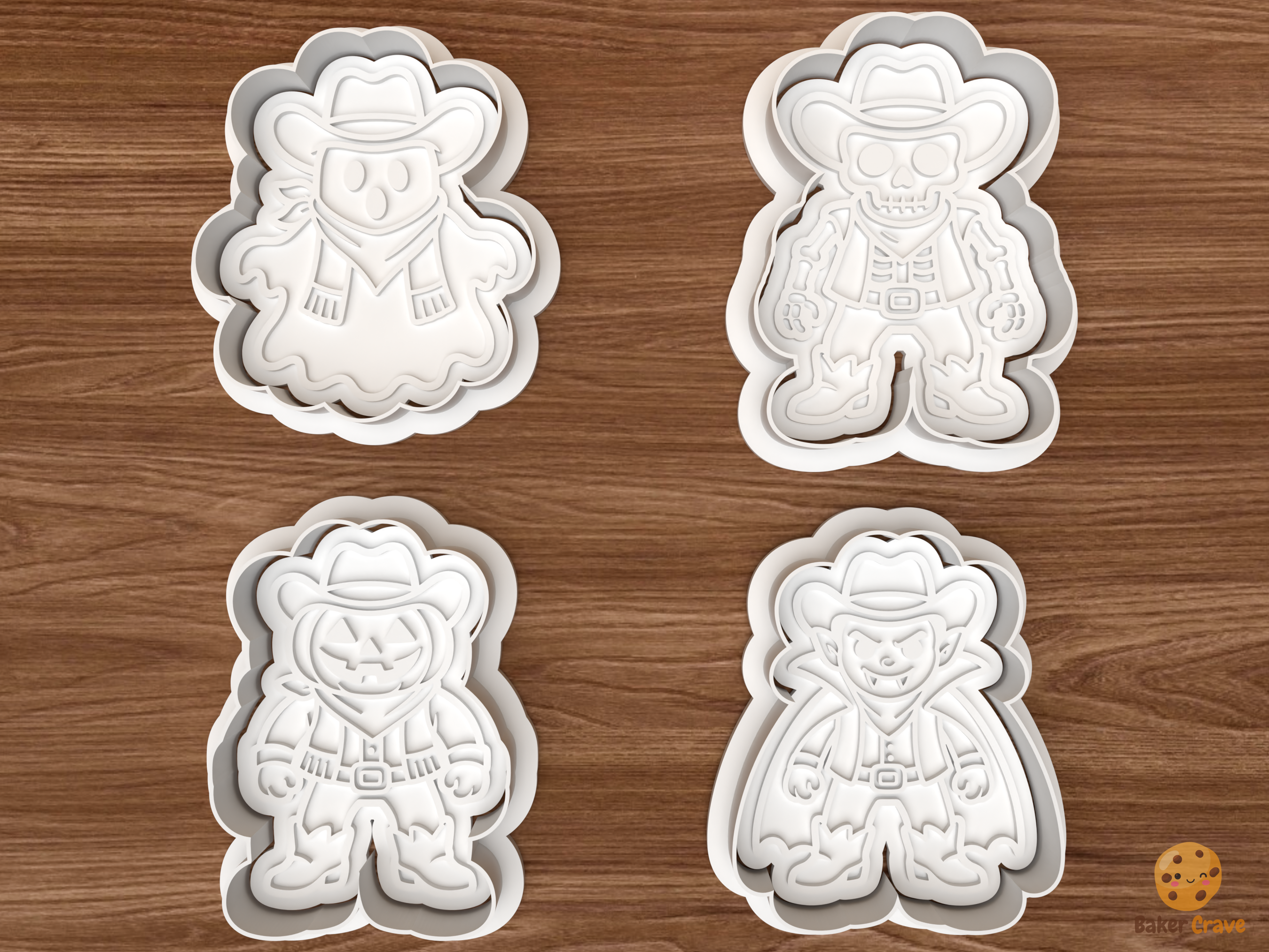 Halloween Undead Cowboy Cookie Cutter Set STL File - 01 set main