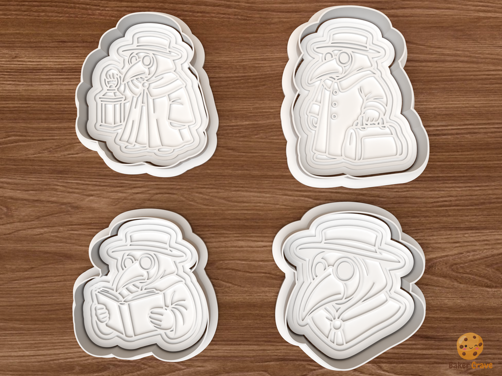 Halloween Plague Doctor Cookie Cutter Set STL File - 01 set main