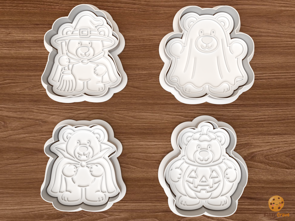 Halloween Bear Cookie Cutter Set STL File - 01 set main