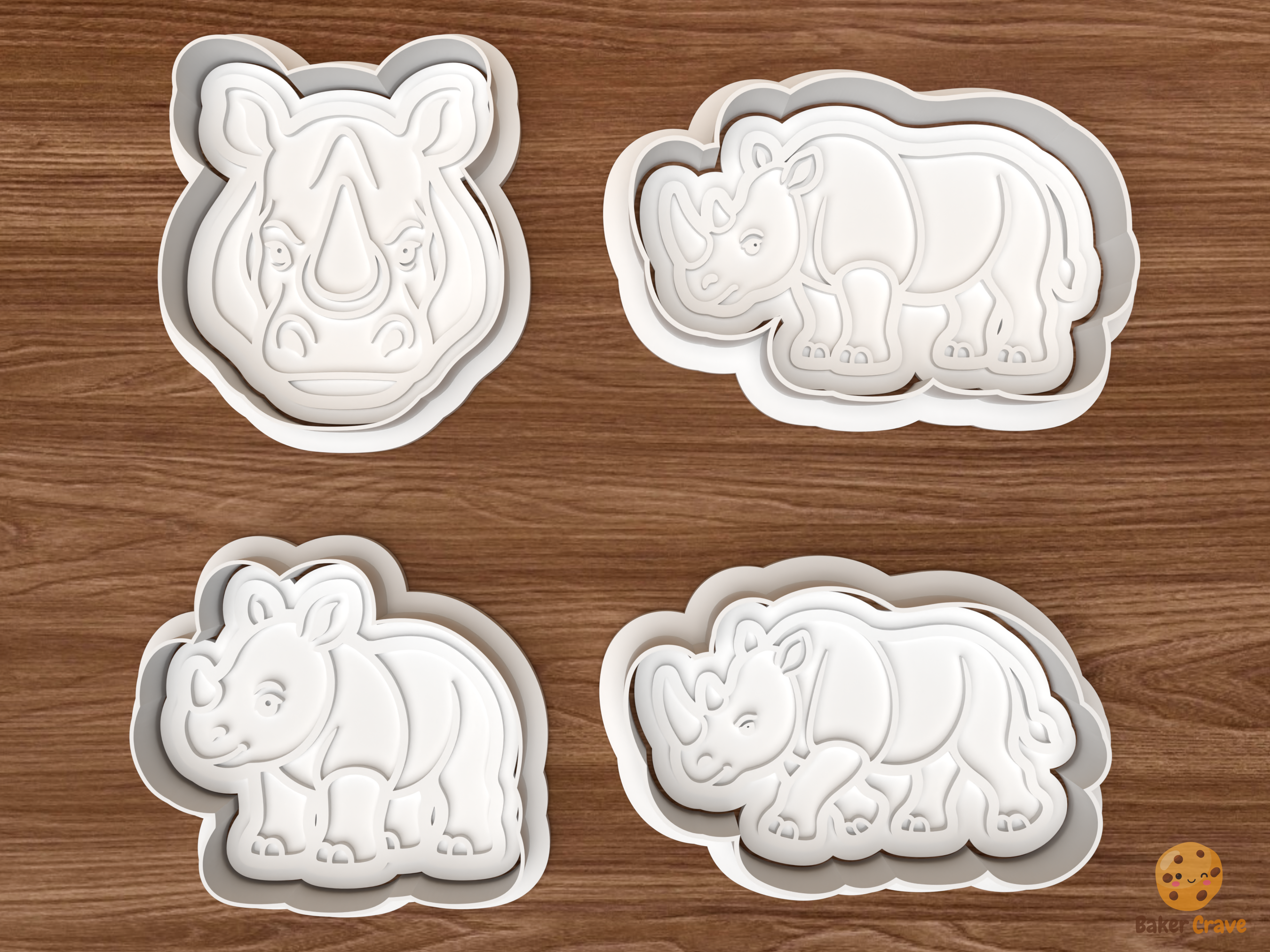 Rhino Cookie Cutter Set STL File - 01 set main