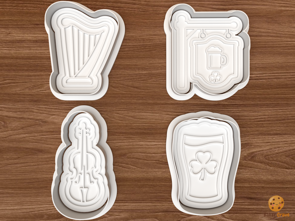 Irish Pub Cookie Cutter Set STL File - 01 set main