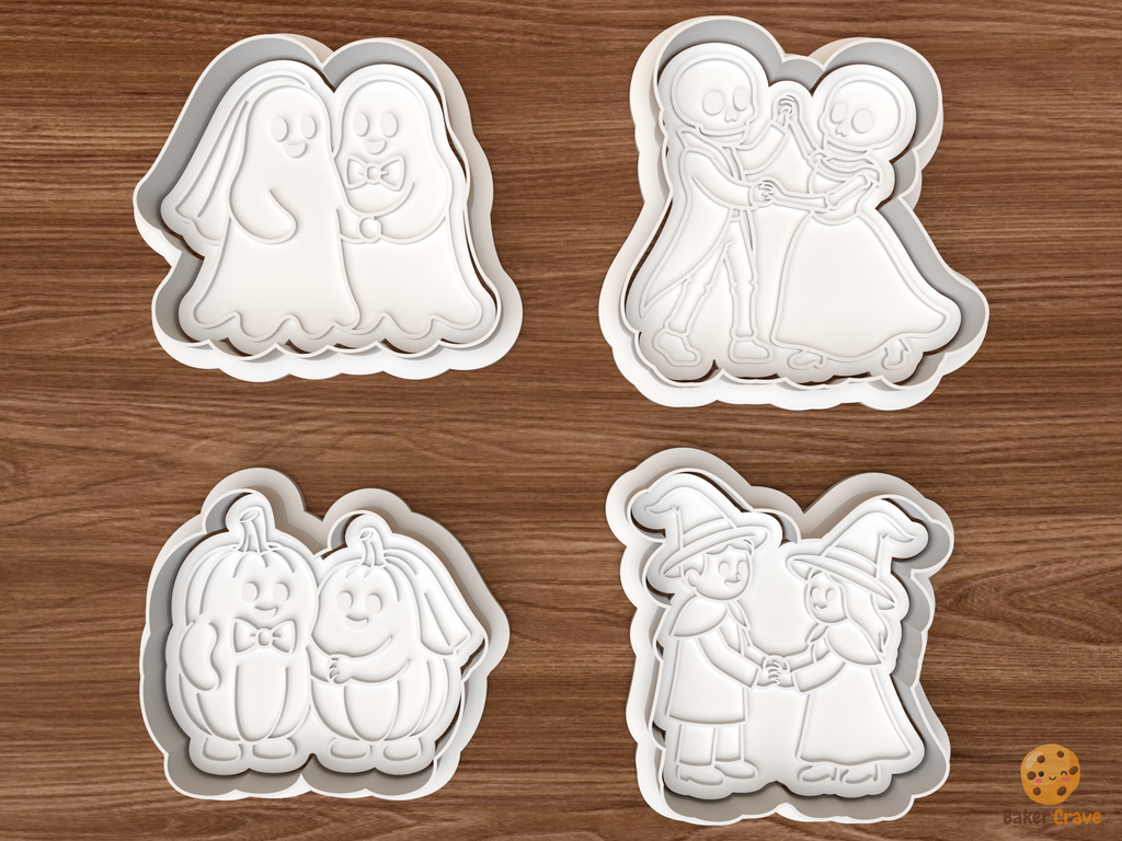 Halloween Wedding Couple Cookie Cutter Set STL File