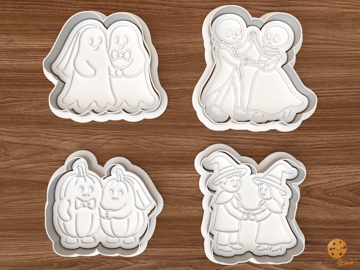 Halloween Wedding Couple Cookie Cutter Set STL File