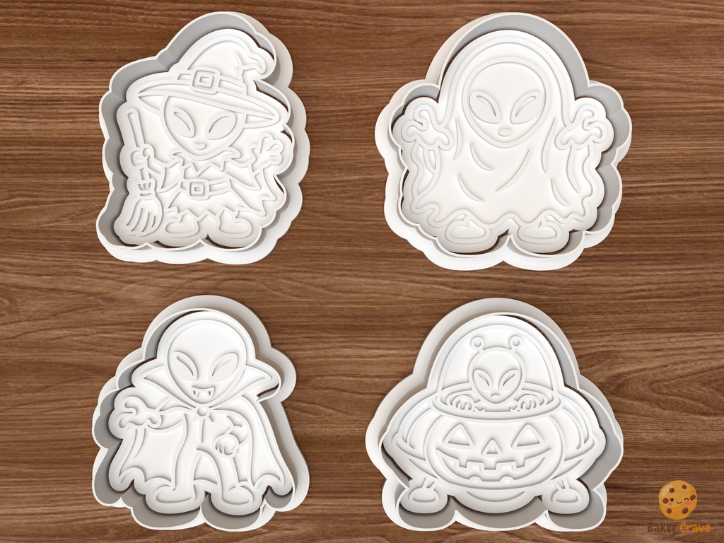 Halloween Alien Cookie Cutter Set STL File - 01 set main