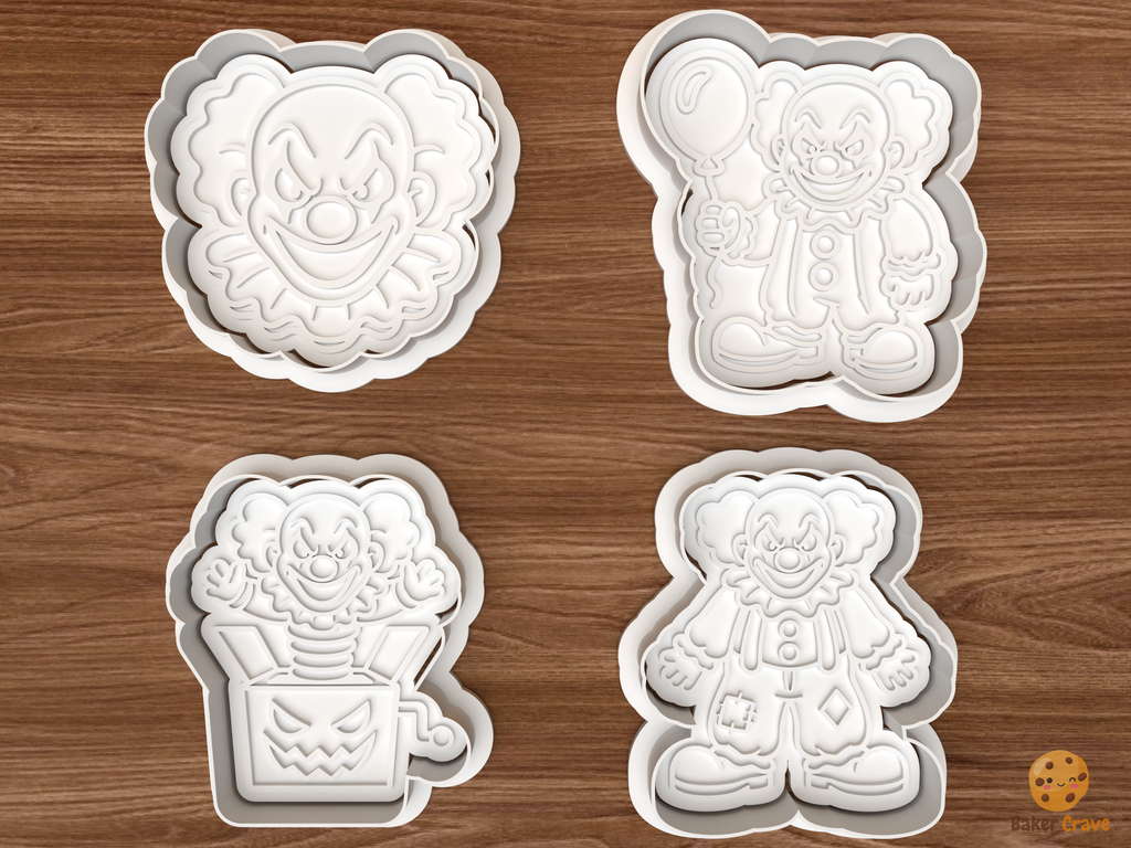 Halloween Creepy Clown Cookie Cutter Set STL File - 01 set main