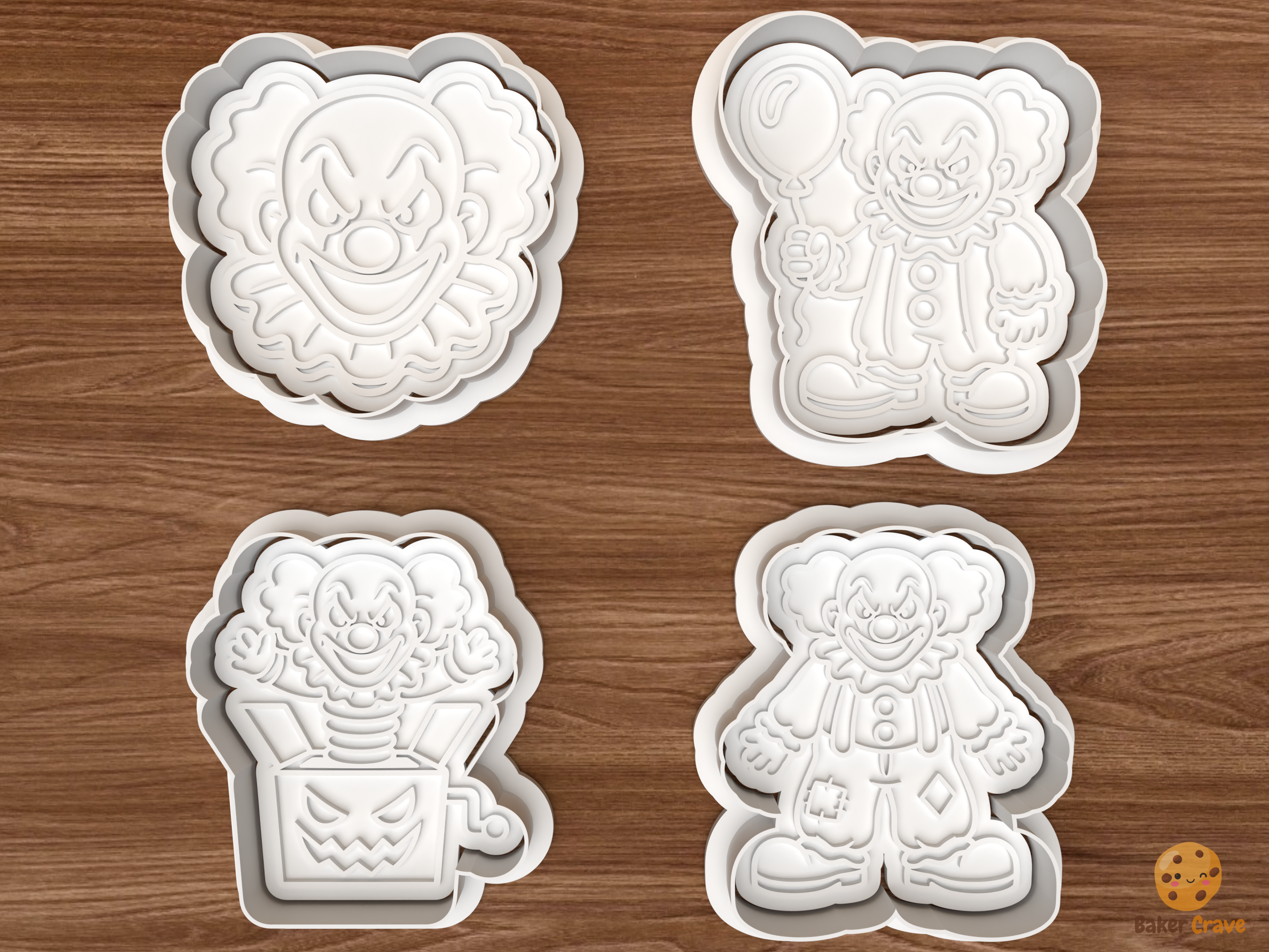 Halloween Creepy Clown Cookie Cutter Set STL File - 01 set main