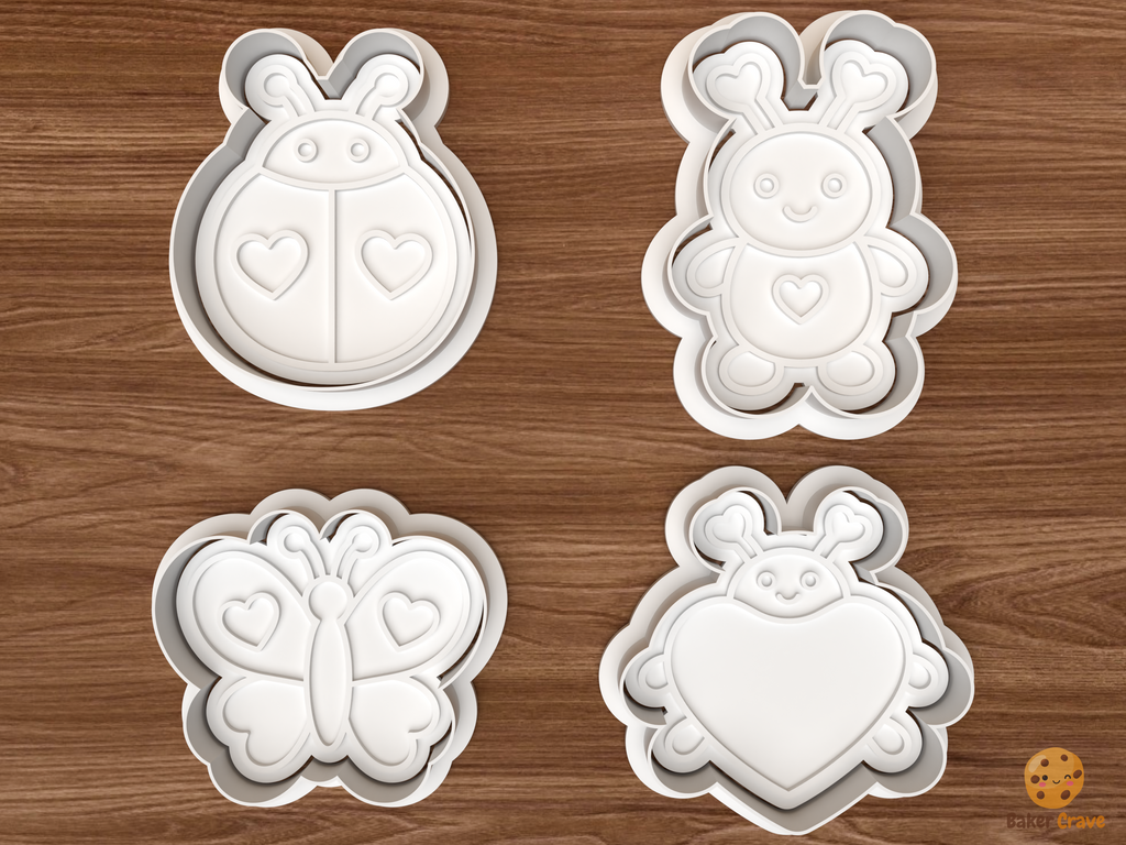 Love Bug Valentine Cookie Cutter Set STL File