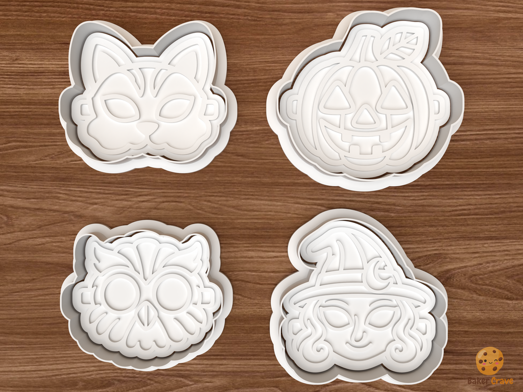 Vintage Halloween Masks Cookie Cutter Set STL File