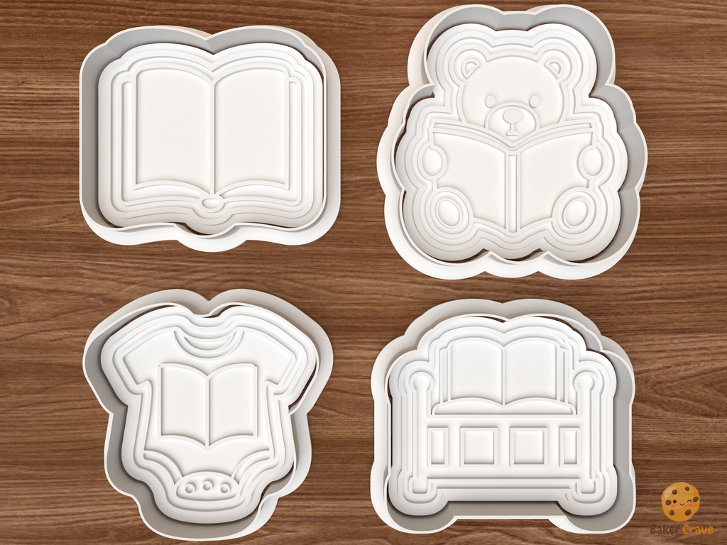 Storybook Baby Shower Cookie Cutter Set STL File - 01 set main