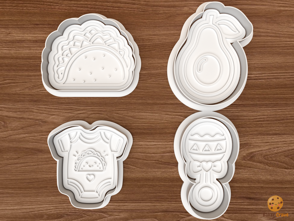Taco Bout A Baby Cookie Cutter Set STL File - 01 set main