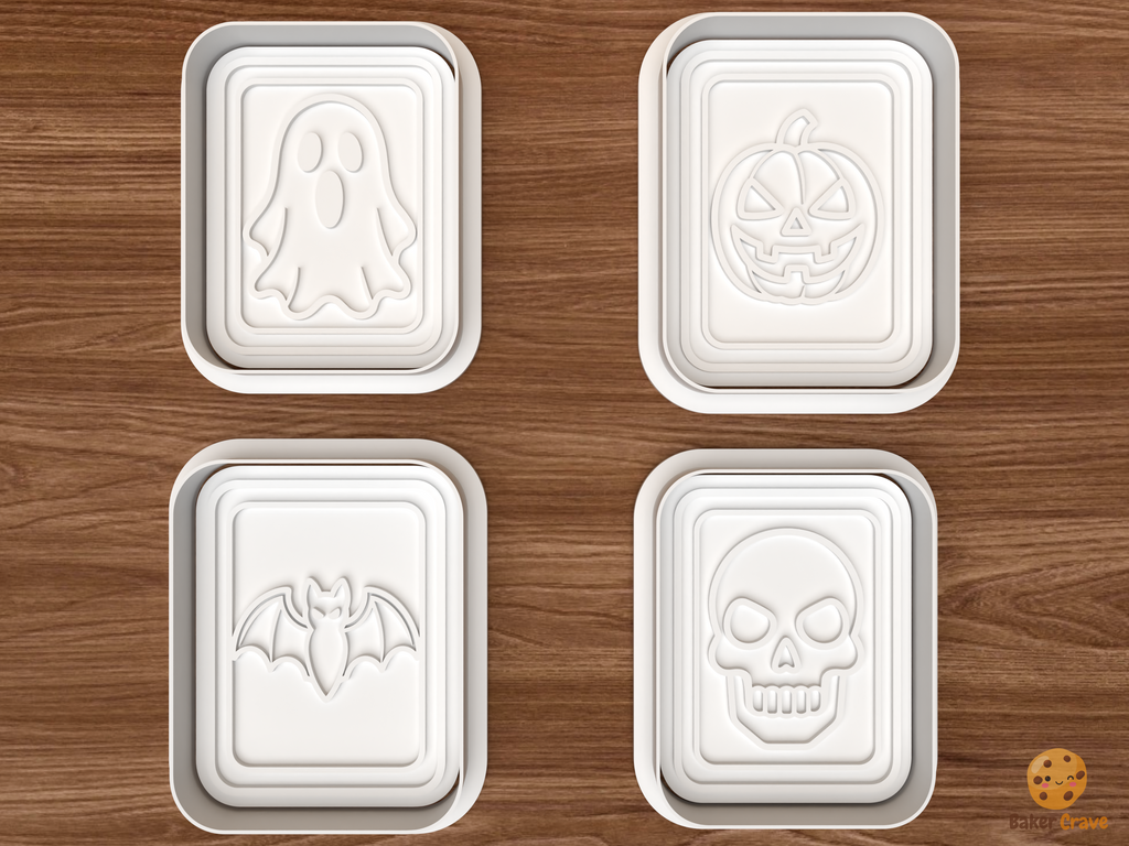 Halloween Mahjong Tile Cookie Cutter Set STL File - 01 set main