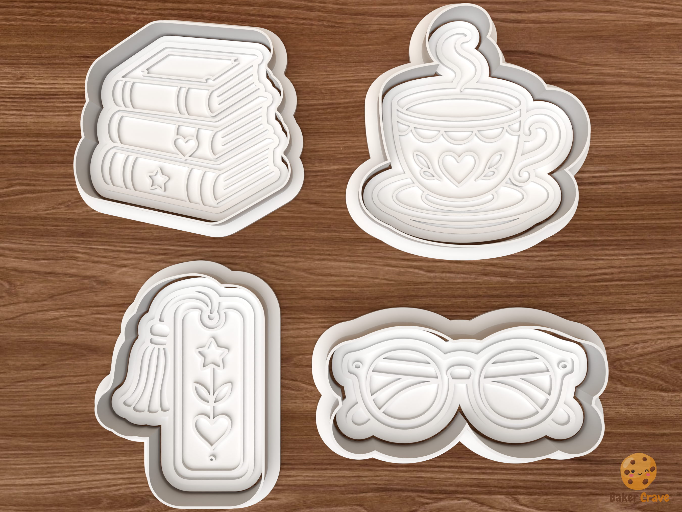 Book Lover Cookie Cutter Set STL File - 01 set main