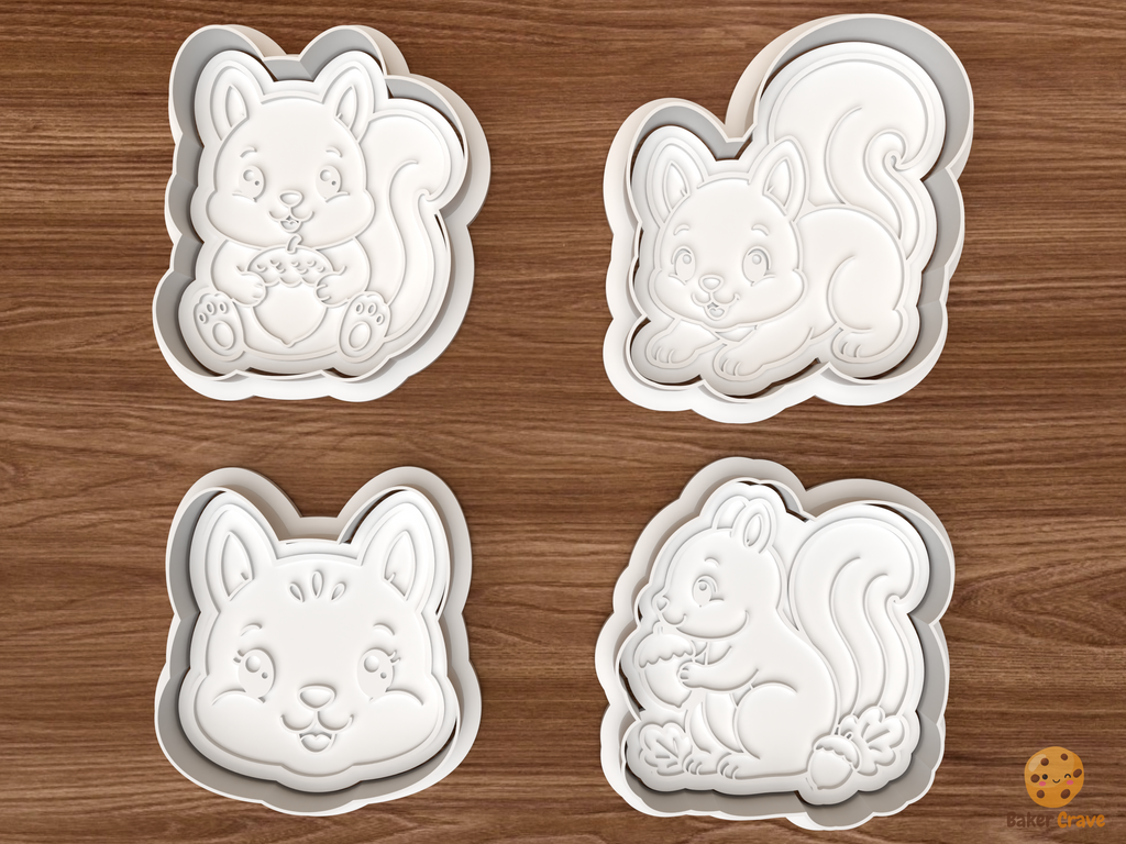 Squirrel Cookie Cutter Set STL File - 01 set main