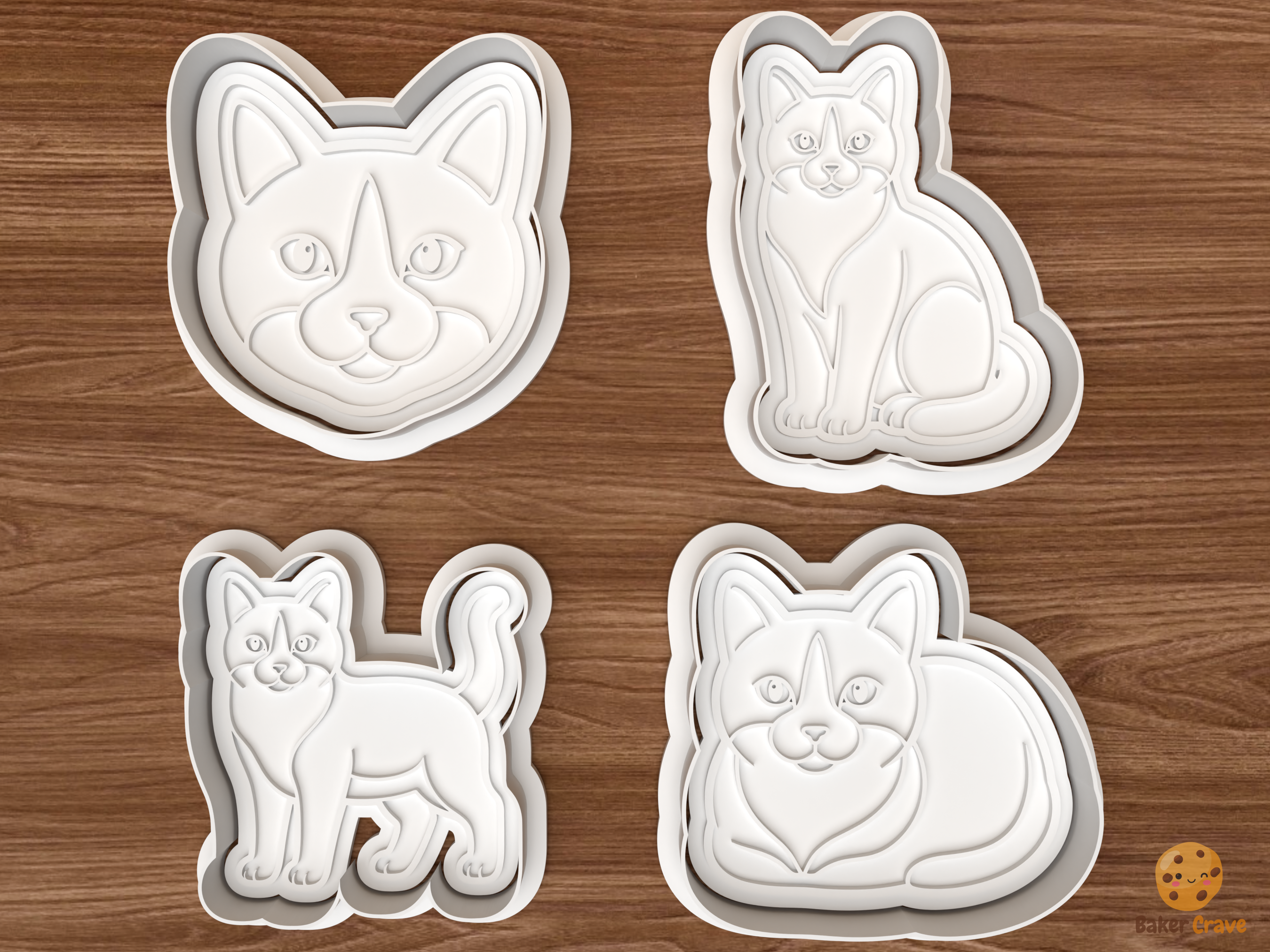 Tuxedo Cat Cookie Cutter Set STL File - 01 set main