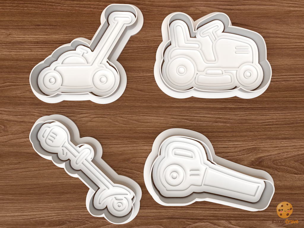 Lawn Care Yard Work Cookie Cutter Set STL File