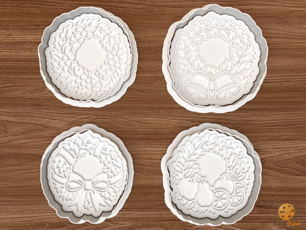 Christmas Door Wreath Cookie Cutter Set STL File - 01 set main