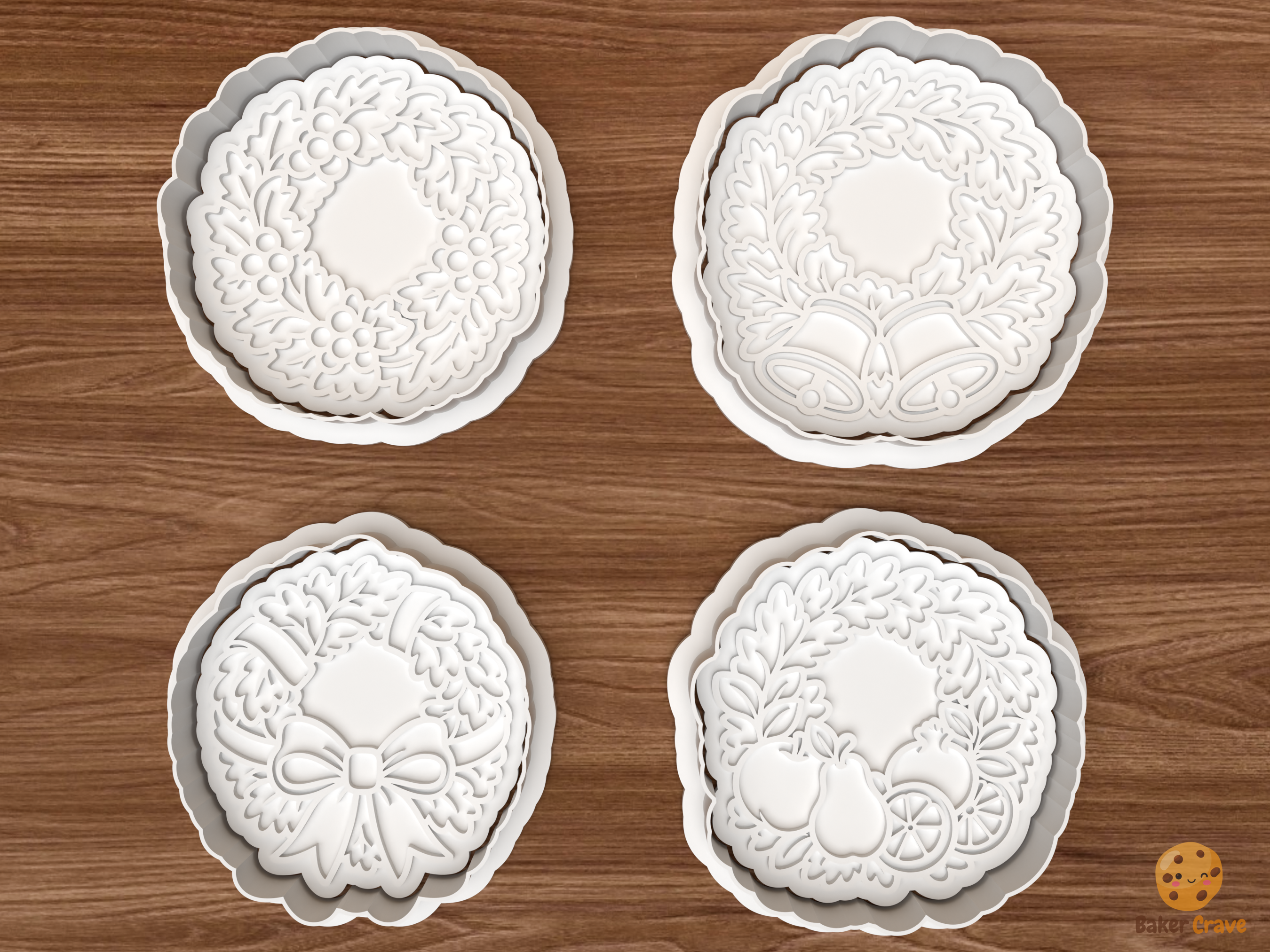 Christmas Door Wreath Cookie Cutter Set STL File - 01 set main