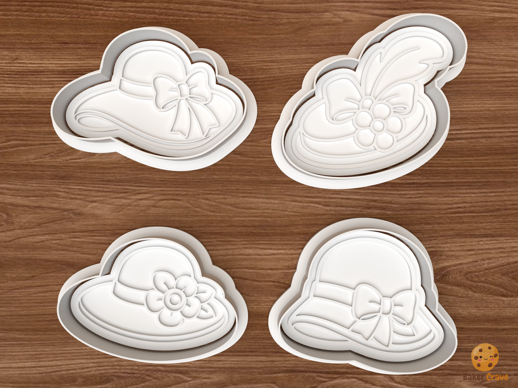 Elegant Women’s Hat Cookie Cutter Set STL File - 01 set main
