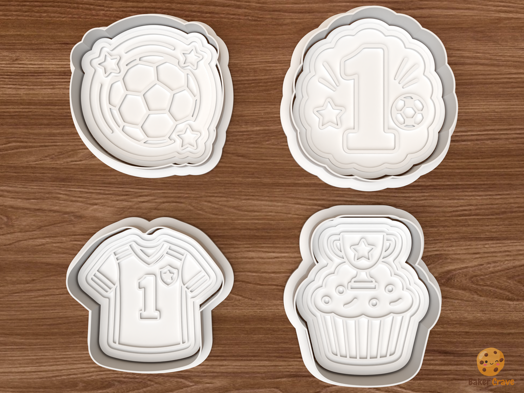 Soccer Birthday Cookie Cutter Set STL File - 01 set main