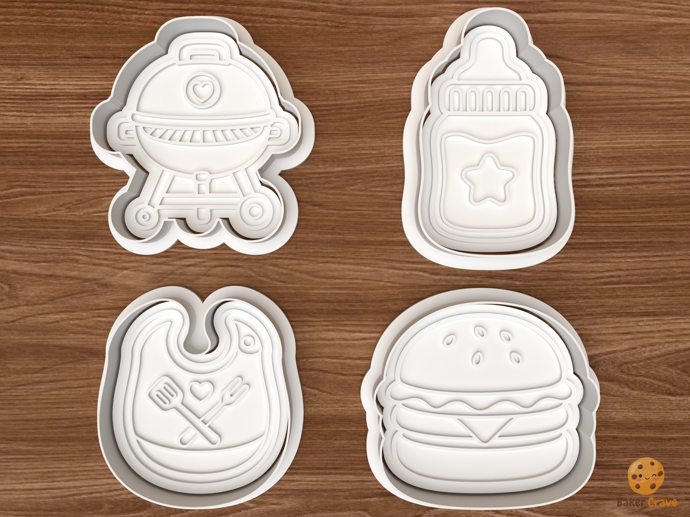 Baby BBQ Cookie Cutter Set STL File - 01 set main