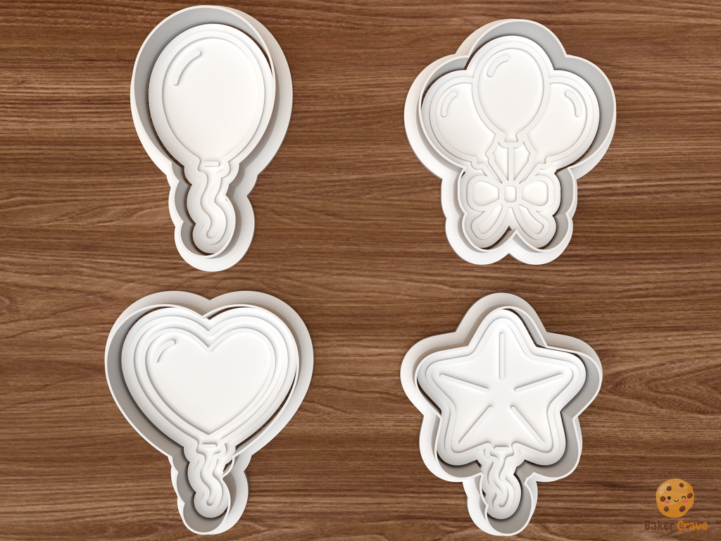 Party Balloons Cookie Cutter Set STL File