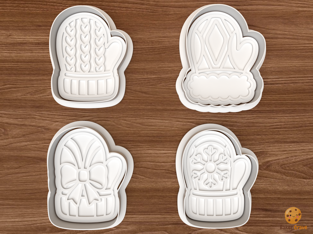 Christmas Mittens Cookie Cutter Set STL File - 01 set main