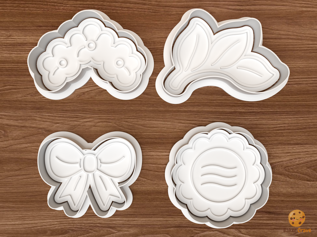 Floral Wreath Platter Cookie Cutter Set STL File