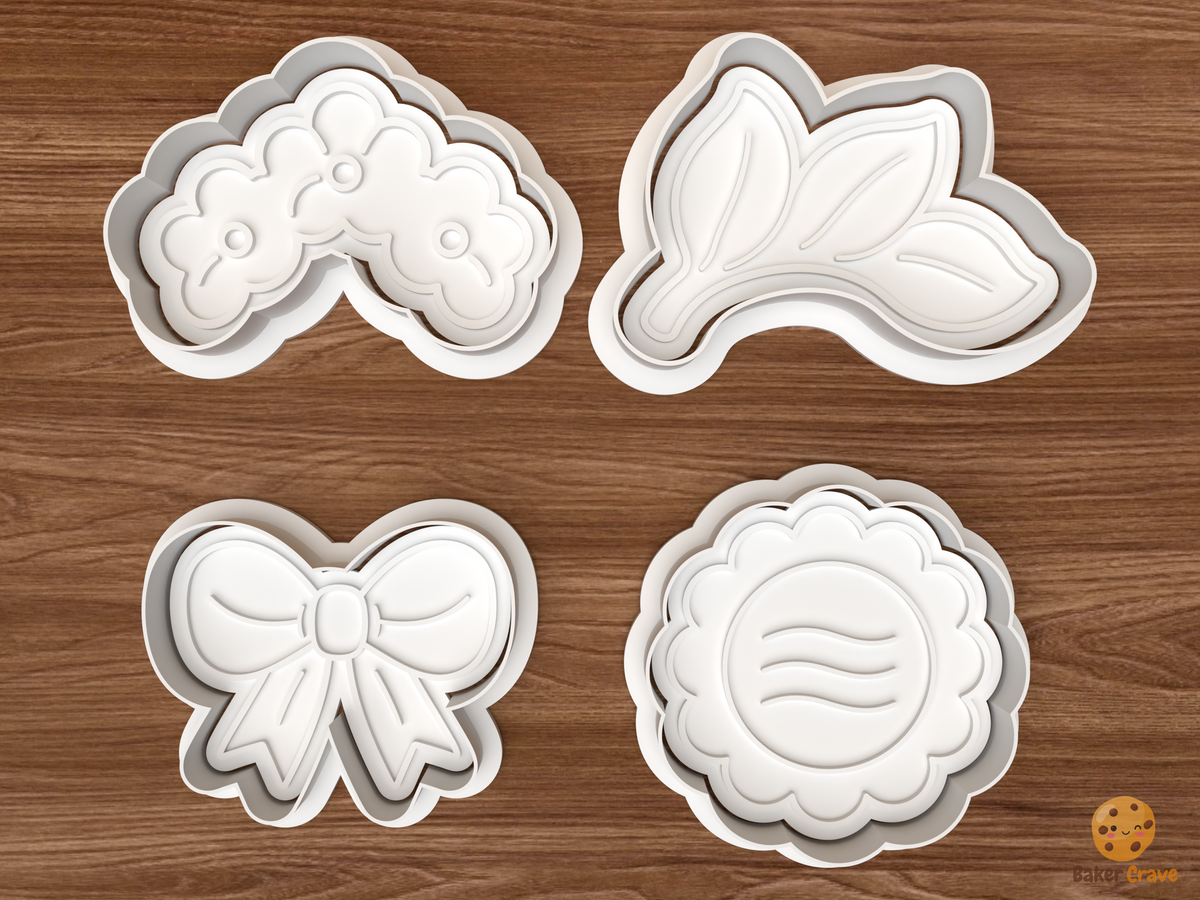 Floral Wreath Platter Cookie Cutter Set STL File