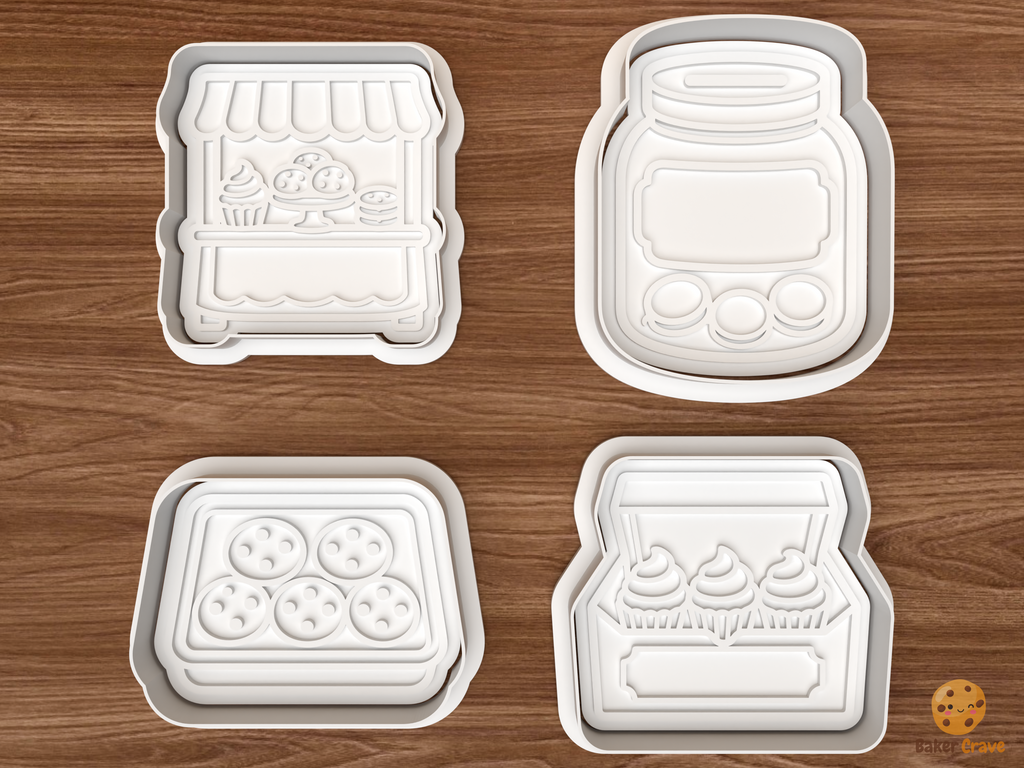 Charity Bake Sale Cookie Cutter Set STL File - 01 set main