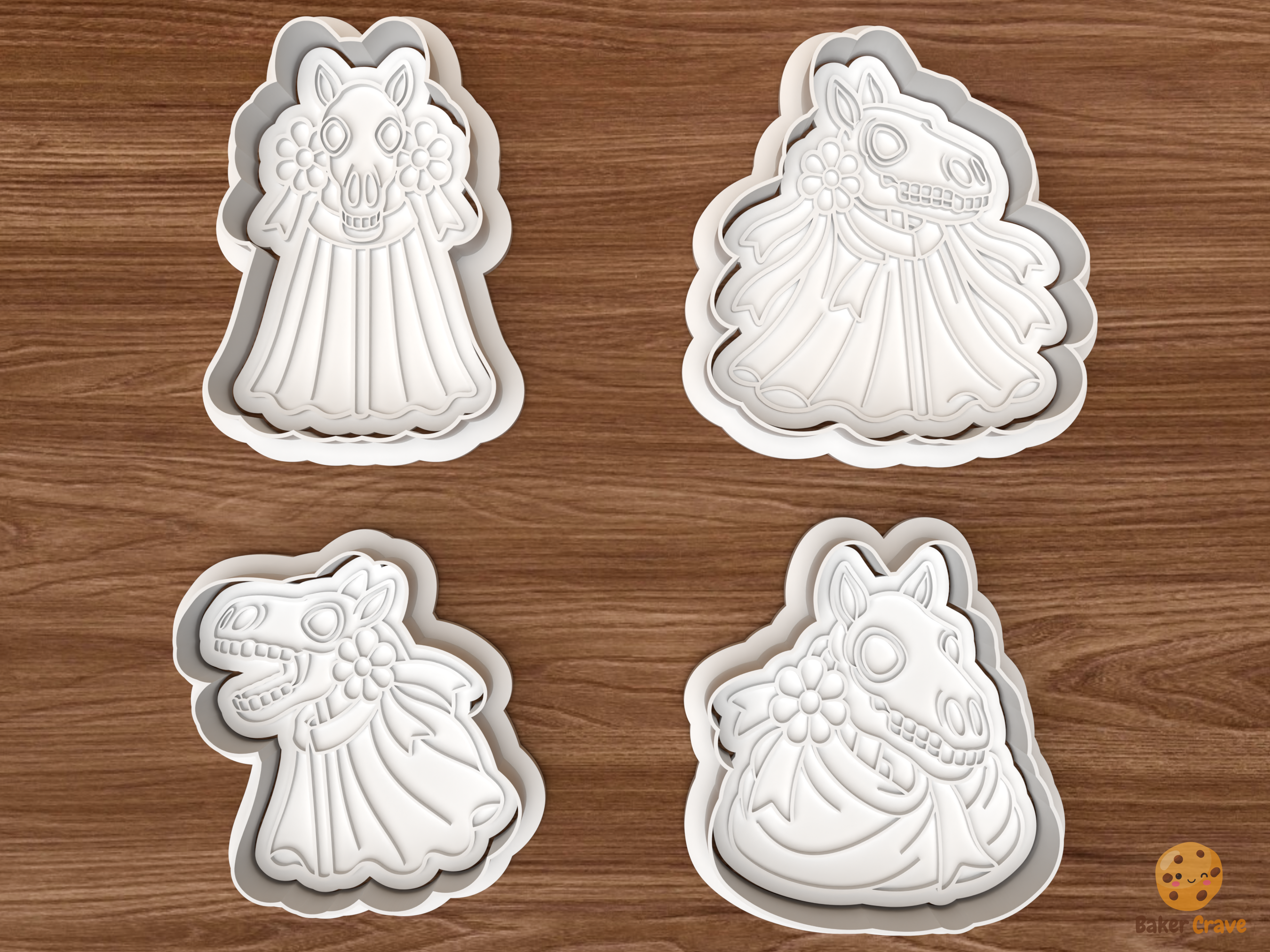 Welsh Mari Lwyd Christmas Cookie Cutter Set STL File - 01 set main
