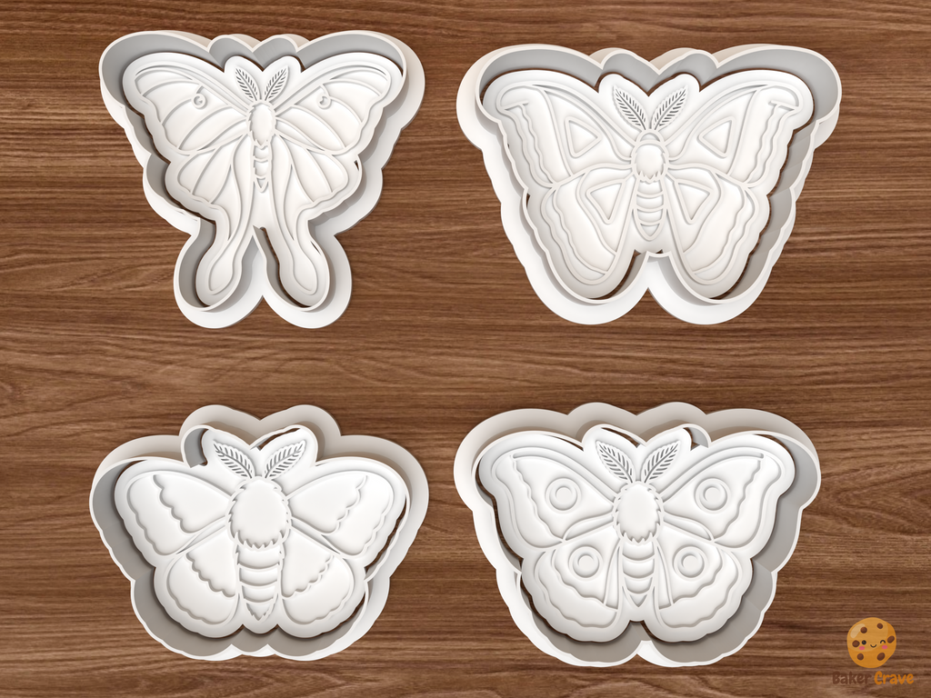 Natural Moths Cookie Cutter Set STL File