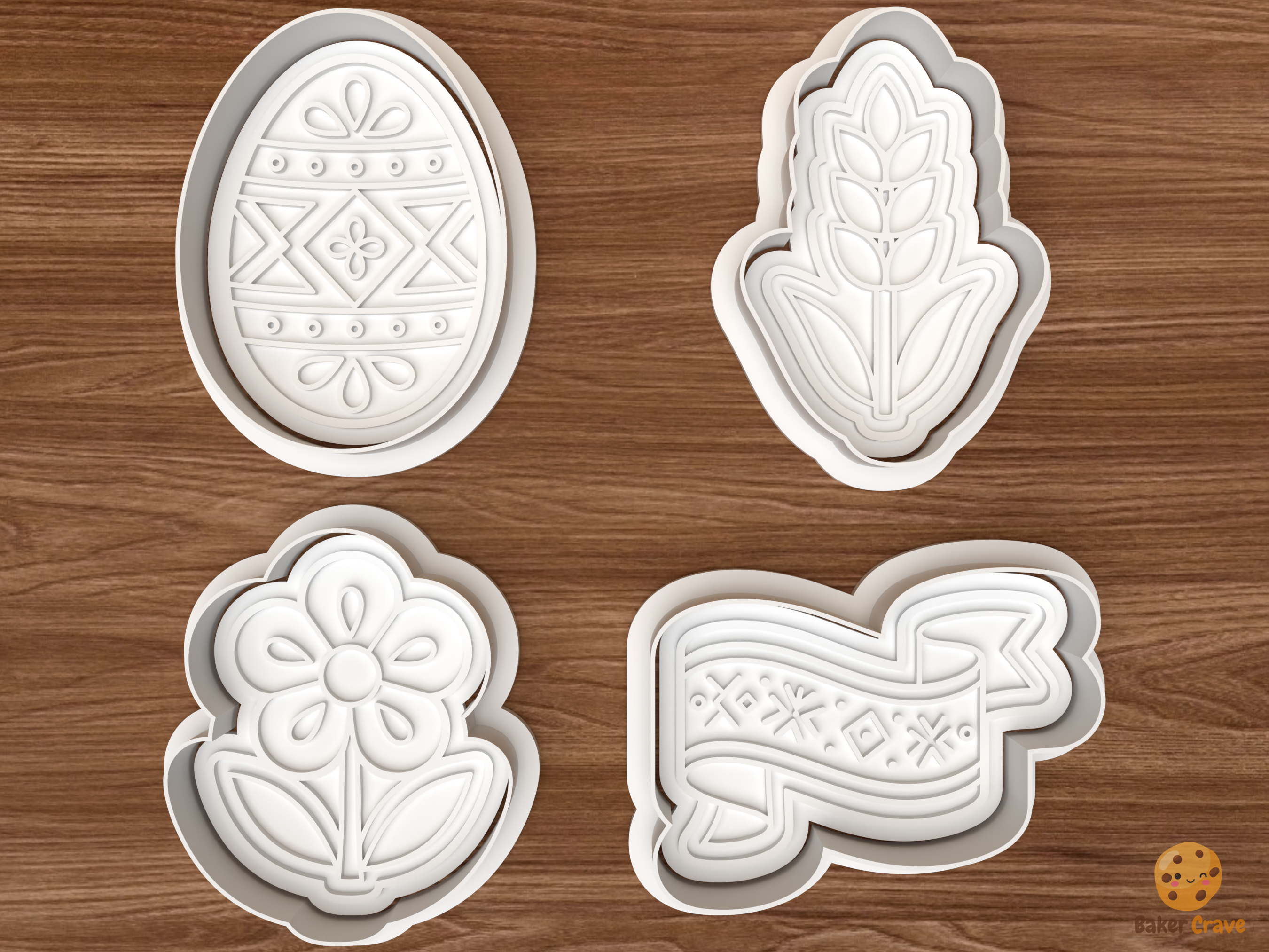 Folk Spring Cookie Cutter Set STL File - 01 set main