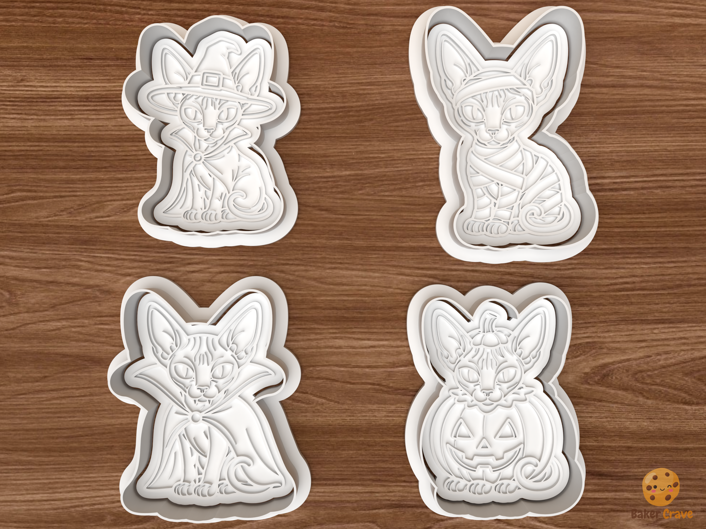 Halloween Sphynx Cat Cookie Cutter Set STL File - 01 set main