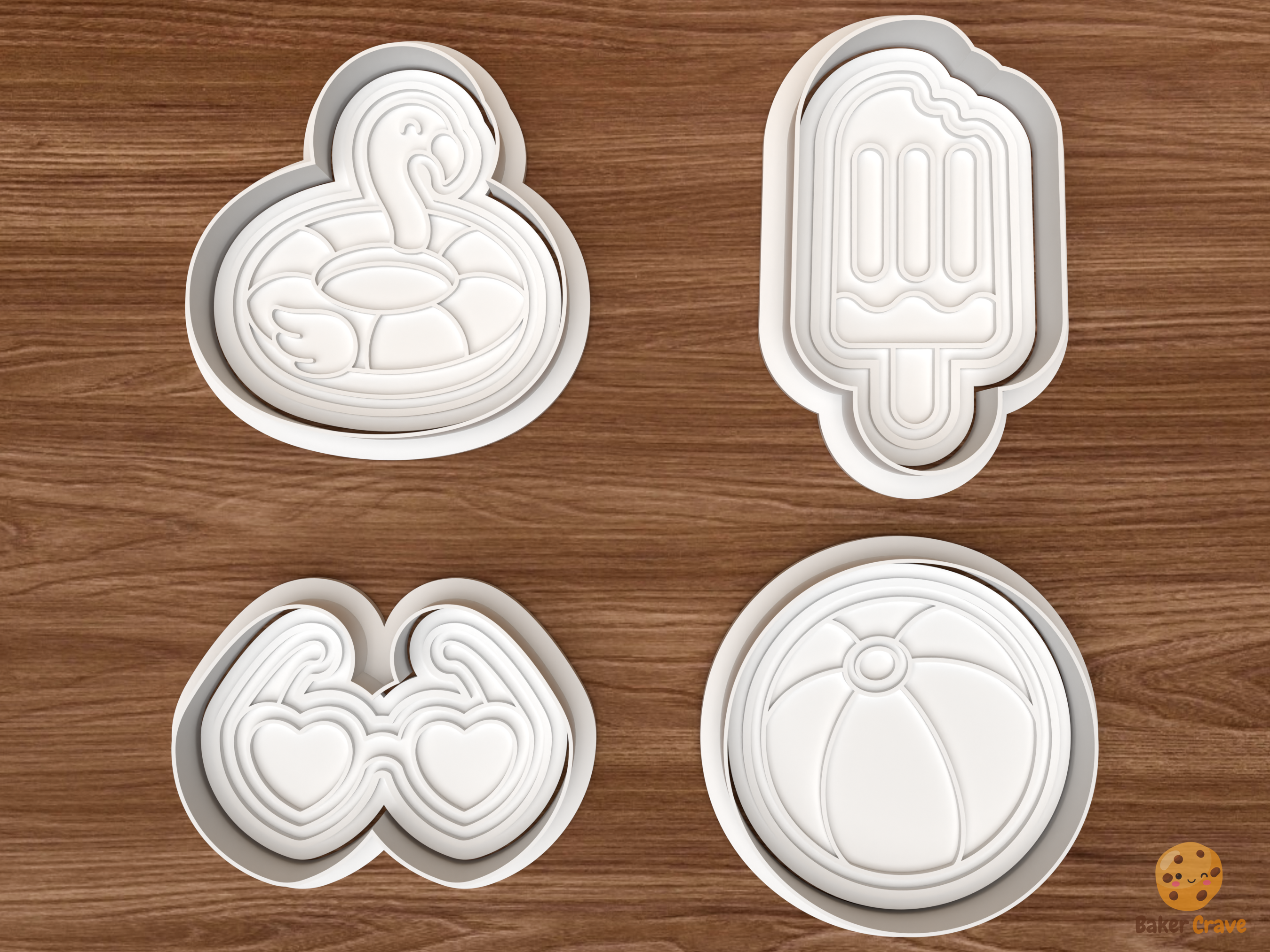 Pool Party Cookie Cutter Set STL File - 01 set main