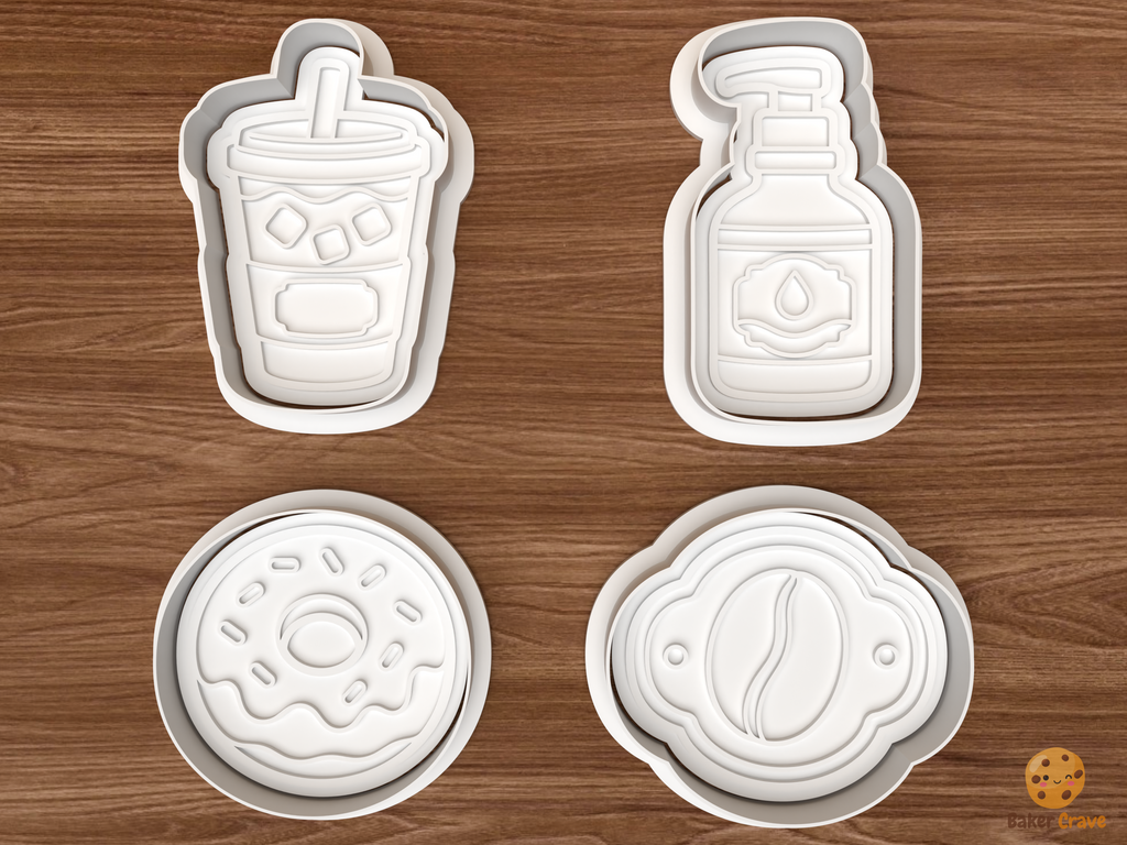 Coffee Shop Cookie Cutter Set STL File - 01 set main