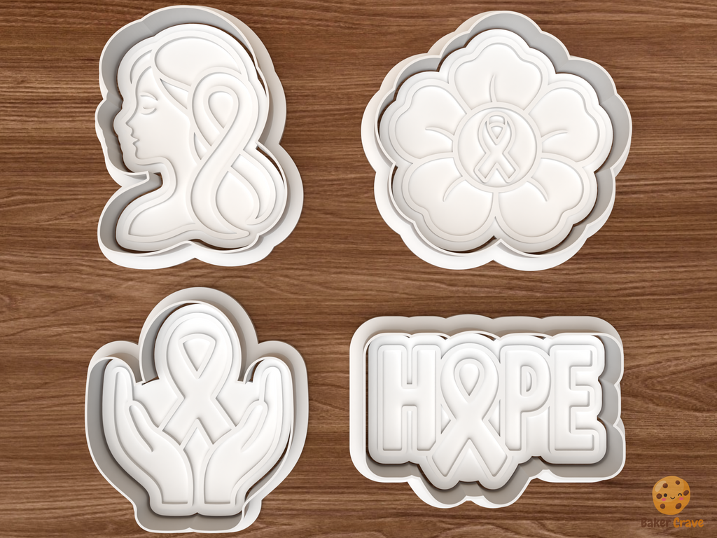 Breast Cancer Awareness Cookie Cutter Set STL File - 01 set main