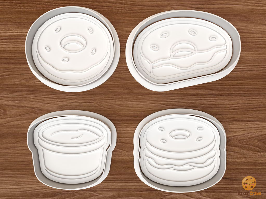 Bagel Brunch Cookie Cutter Set STL File - 01 set main